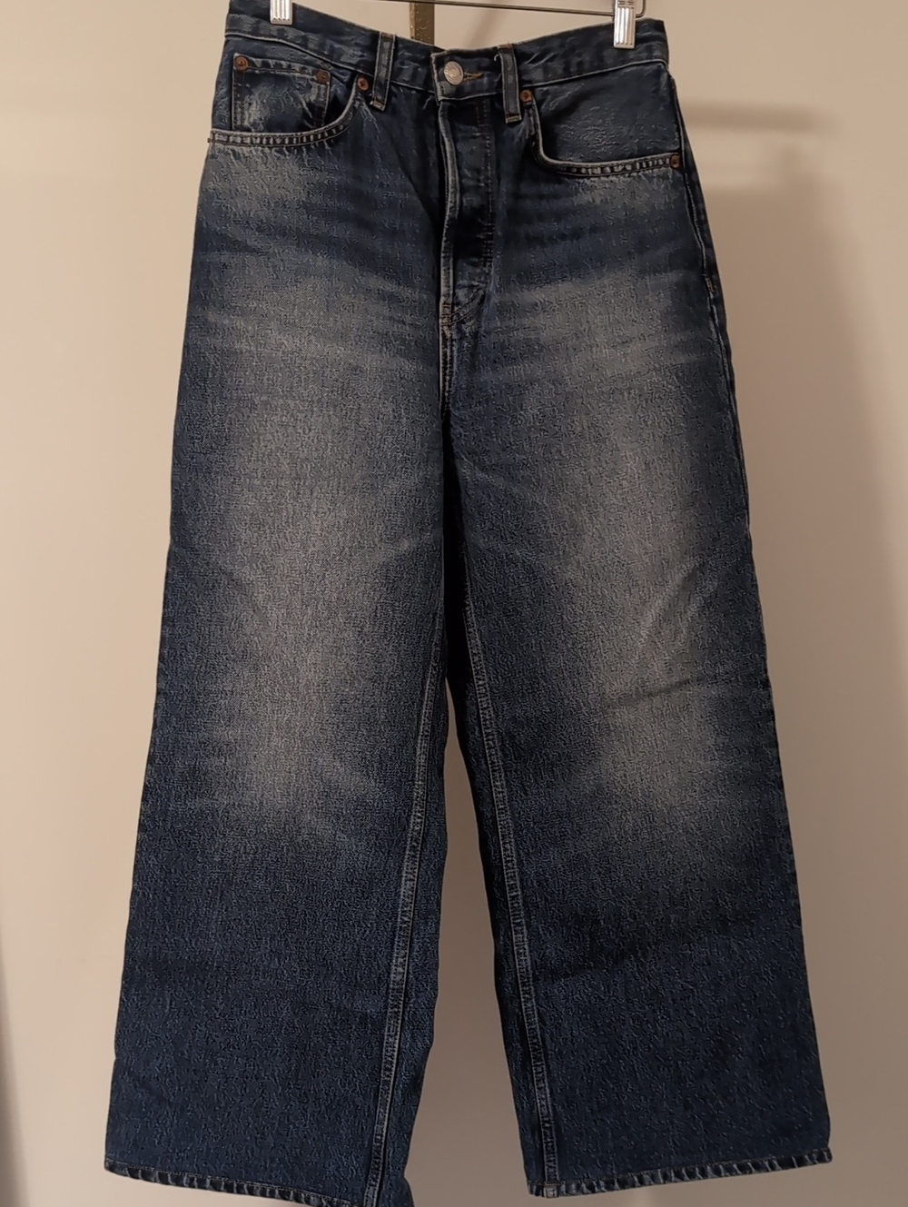 Re/Done Wide Leg Cropped High Rise